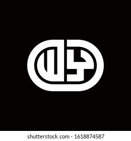 WY monogram logo with an oval style on a black background