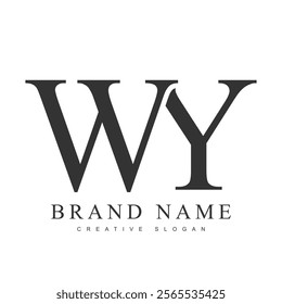 WY trendy logotype template. Initial letter w and y classic font style. Creative logo for company name or identity. Vector illustration.