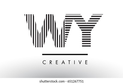 WY W Y Black and White Letter Logo Design with Vertical and Horizontal Lines.