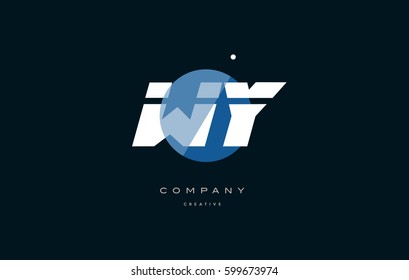 wy w y  blue circle dot big font alphabet company letter logo white design vector icon template 