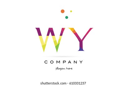 wy w y  creative rainbow colors colored alphabet company letter logo design vector icon template