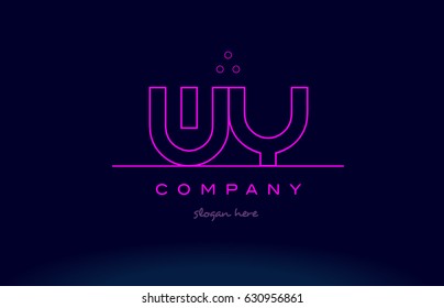 wy w y letter alphabet text pink purple dots contour line creative company logo vector icon design template