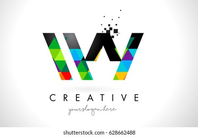 WY W Y Letter Logo with Colorful Vivid Triangles Texture Design Vector Illustration.