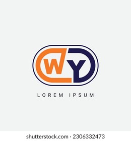 wy or yw and w or y Logo Design with a Creative Cut Letter Initial Logo Design