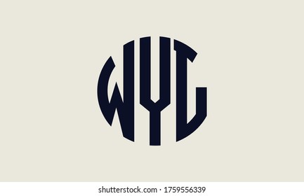 Plantilla de logotipo de marca vectorial de la letra monográfica de WYL Circle Emblem Resumen