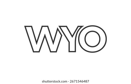 Plantilla de diseño de logotipo de WYO con texto en negrita fuerte y moderno. Logotipo de Vector inicial basado en tipografía simple y mínima. Identidad de empresa de moda ideal para la presencia de la marca de las empresas.