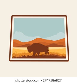 Wyoming Bison and Prairie Silhouette Perfect for Print, Apparel,etc