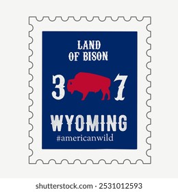 Wyoming Bison Stamp Perfect for print, apparel, stickers, etc	