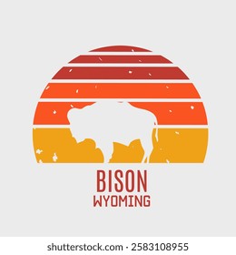 Wyoming Bison in Sunset Scenery Perfect for Print, Apparel, etc