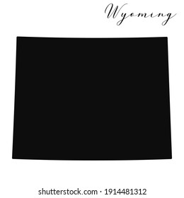 Wyoming black silhouette vector map. Editable high quality illustration of the American state of Wyoming simple map