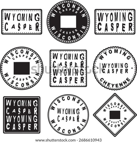 Wyoming Casper Round Seal Map Design