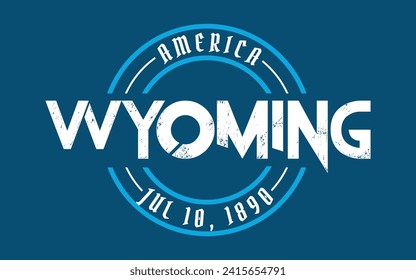 Wyoming circle badge logo text effect vector. Editable college t-shirt design printable text effect vector	
