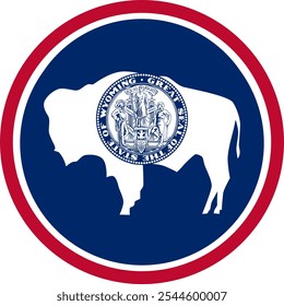 Wyoming Circle Flag, Circle Flag of Wyoming, USA, Vector Images