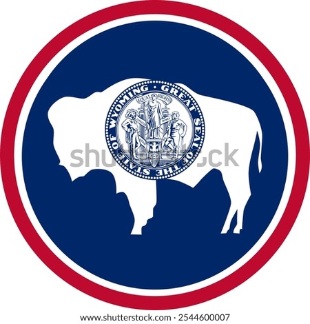 Wyoming Circle Flag, Circle Flag of Wyoming, USA, Vector Images