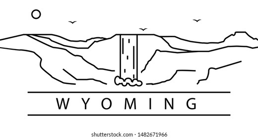 Wyoming city line icon. Element of USA states illustration icons. Signs, symbols can be used for web, logo, mobile app, UI, UX