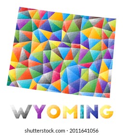 Wyoming - colorful low poly US state shape. Multicolor geometric triangles. Modern trendy design. Vector illustration.