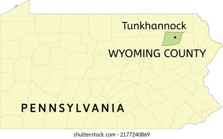 Wyoming County And Borough Of Tunkhannock Location On Pennsylvania State Map