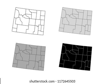 Wyoming County Map (Gray, Black, White)