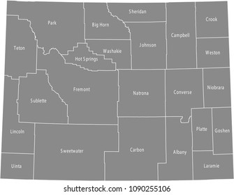 Wyoming County Map Vector Outline Gray Stock Vector (Royalty Free ...