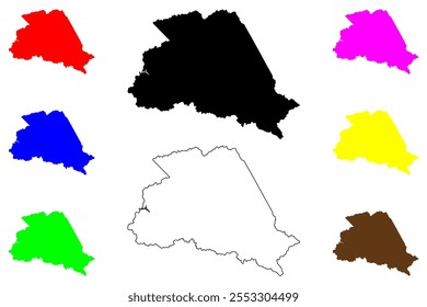 Wyoming County, Estado da Virgínia Ocidental (EUA, Estados Unidos da América, EUA, EUA) mapa ilustração vetorial, esboço de rabisco Mapa de Wyoming