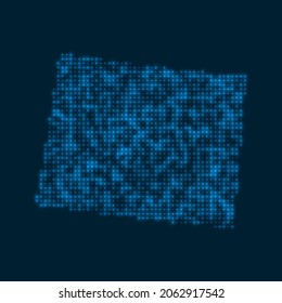 Wyoming dotted glowing map. Shape of the us state with blue bright bulbs. Vector illustration.