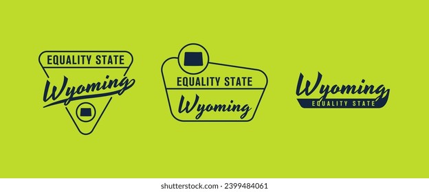 Wyoming - Gleichstellungsstaat. Wyoming State Logo, Label, Poster. Vintage-Poster. Druck für T-Shirt, Typografie. Vektorgrafik
