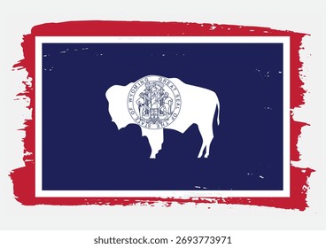 Icono de Vector de textura de pincel de bandera de Wyoming