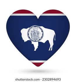 Wyoming flag in heart shape. Vector illustration.