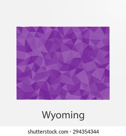 Wyoming flag map in geometric,mosaic polygonal style.Abstract tessellation,background. Low poly vector illustration EPS10
