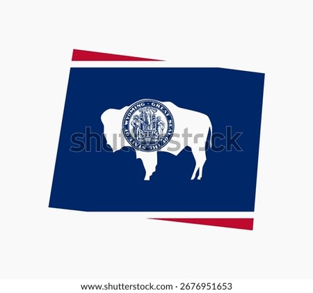 Wyoming flag map. Wyoming USA flag map vector. Wyoming flag map standard color