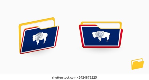 Wyoming flag on two type of folder icon. Vector illustration.