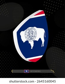 Wyoming Flag Shield icon in 3D on Dark Modern Abstract Rugby Background. Perfect for sports events, heritage themes, national celebrations, and patriotic designs.