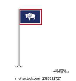 Wyoming flag. Wyoming table flag on a white background. Wyoming US state. The USA. Vector Illustration Flag of Wyoming .