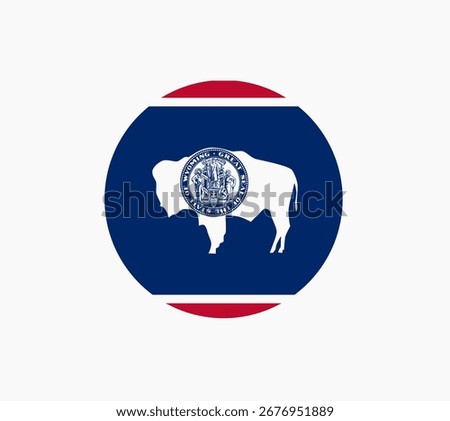 Wyoming flag. Wyoming USA flag vector. Wyoming flag standard color on circle