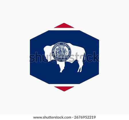 Wyoming flag. Wyoming USA flag vector. Wyoming flag standard color on hexagon