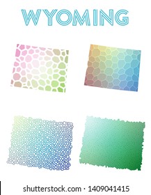 Wyoming geometric polygonal, mosaic style US state maps collection. Modern design for your infographics or presentation.