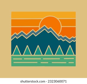 Diseño vectorial del Parque Nacional Wyoming Grand Teton para placa, parche, pegatina y camiseta gráfica