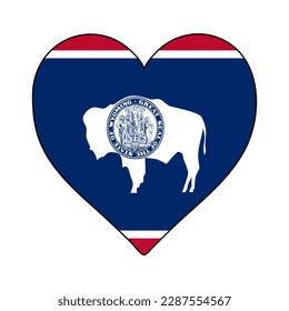 Wyoming Heart Shape Flag. Love Wyoming. Visit Wyoming. Northern America. America. Vector Illustration Graphic Design.