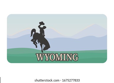 Wyoming license plate. Vector object on white background 