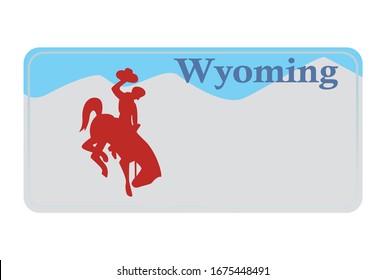 Wyoming license plate. Vector object on white background 