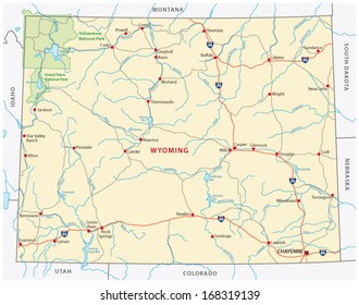 Driving Map Of Wyoming Wyoming Map Images, Stock Photos & Vectors | Shutterstock