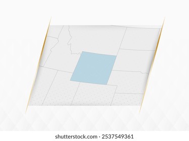 Mapa de Wyoming em Azul com Sotaques com Moldura de Ouro. Mapa vetorial moderno de Wyoming. Ilustração de vetor.