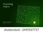 Wyoming Map with a capital of Cheyenne Shown in a Microchip Pattern. E-government. United States vector maps. Microchip Series	
