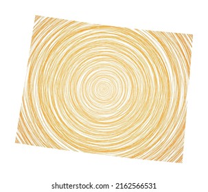 Wyoming map filled with concentric circles. Sketch style circles in the shape of the US state. Vector Illustration.