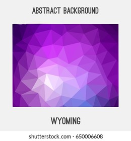 Wyoming map in geometric polygonal,mosaic style in violet shades.Abstract tessellation,modern design background,low poly. Vector illustration.