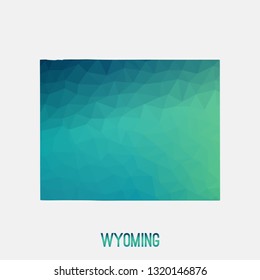 Wyoming map in geometric polygonal,mosaic style.Abstract tessellation,modern design background,low poly. Geometric cover, mockup. Vector illustration.
