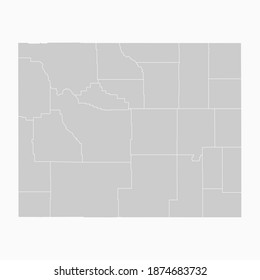 Wyoming Map Gray Color. Geographic Isolated Gray Vector Country Border Map Of Wyoming. Vector Illustration