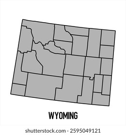 Wyoming map in grey style isolated on white background. Vector illustration.	