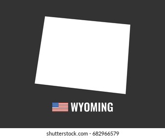 Wyoming map isolated on black background silhouette. Wyoming USA state. American flag. Vector illustration.