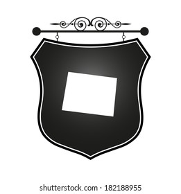 Wyoming map on heraldic sign